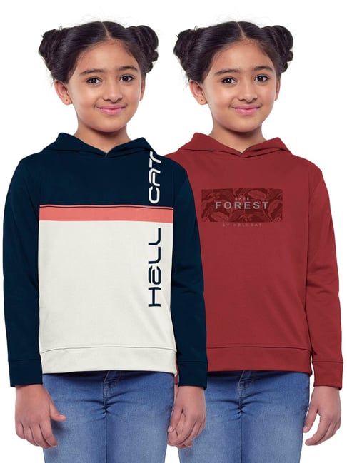 HELLCAT Multicolor Color Block Full Sleeves Sweatshirt(Pack Of 2)