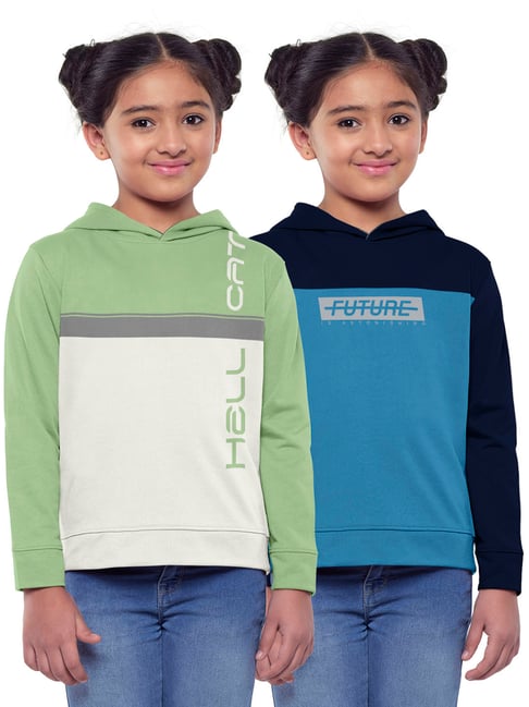 HELLCAT Multicolor Color Block Full Sleeves Sweatshirt(Pack Of 2)