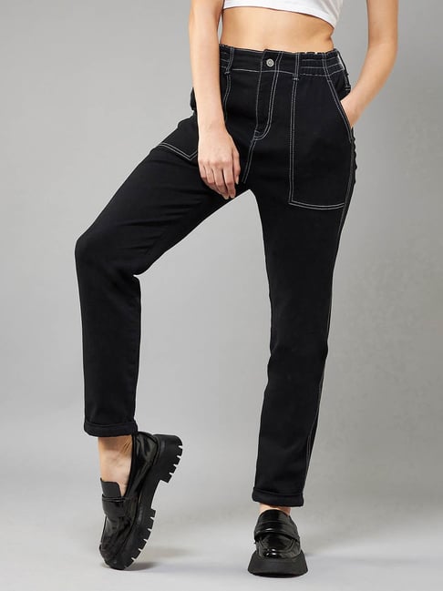 porcelæn Unravel udvikle Buy DOLCE CRUDO Black Loose Fit High Rise Jeans for Women's Online @ Tata  CLiQ