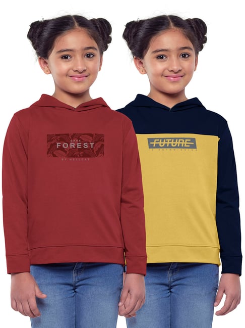HELLCAT Multicolor Printed Full Sleeves Sweatshirt(Pack Of 2)