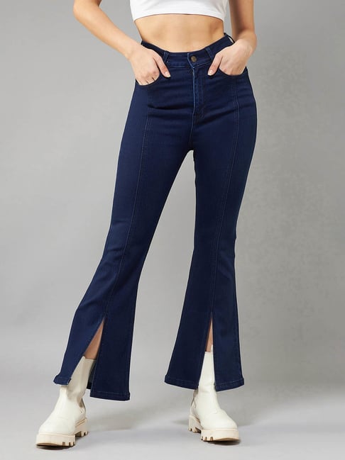 Buy Aarika Womens Blue Color Solid Bell Bottom Jeans (PL-AF-2208-BLUE-28)  at Amazon.in