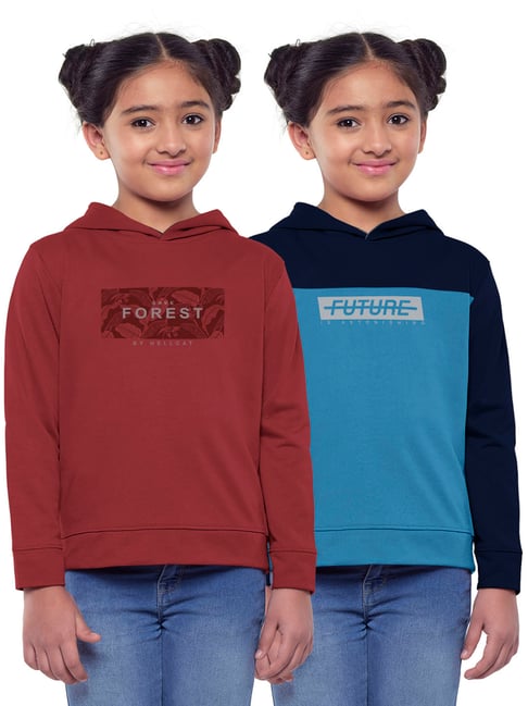 HELLCAT Multicolor Printed Full Sleeves Sweatshirt(Pack Of 2)