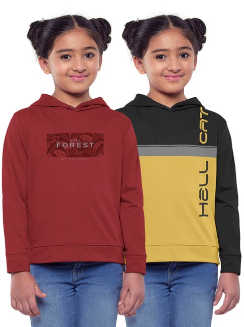 HELLCAT Multicolor Printed Full Sleeves Sweatshirt(Pack Of 2)