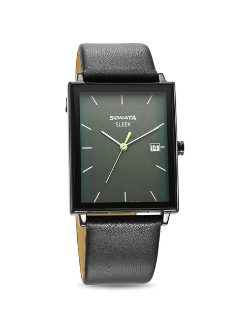 Sonata black belt cheap watch