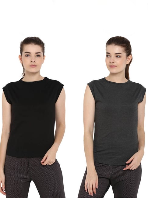 Appulse Black & Charcoal Cotton T-Shirt - Pack of 2-picture-33