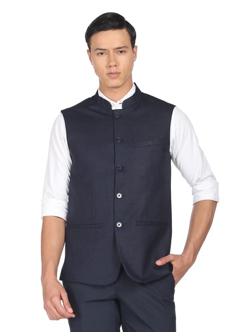Buy Arrow Navy Regular Fit Nehru Jacket for Mens Online Tata CLiQ