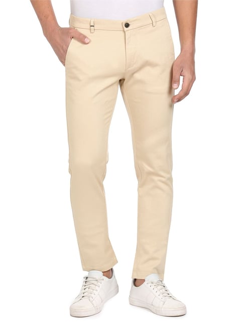 Buy Arrow Sport Grey Cotton Slim Fit Trousers for Mens Online @ Tata CLiQ