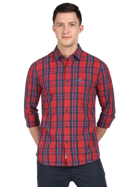 U S Polo Assn U.S. Polo Assn. Red Cotton Regular Fit Checks Shirt