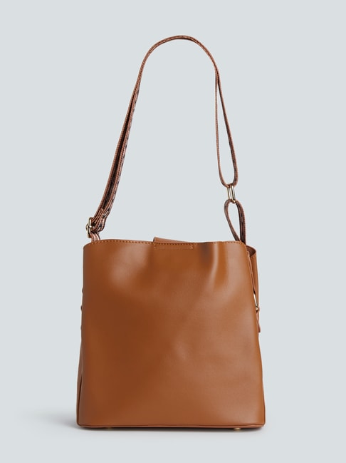 Westside Brown Faux Leather Tote Bag Price in India