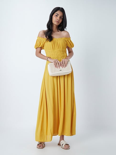 LOV by Westside Yellow Crepe Dress