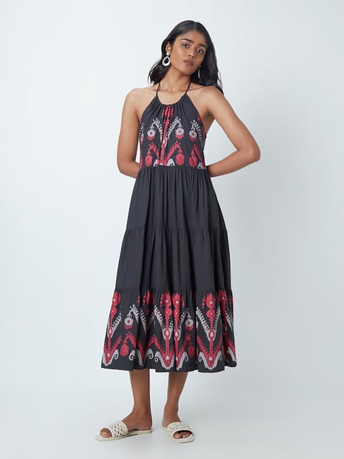 Bombay Paisley by Westside Black Ethnic Pattern Halter Dress Price in India