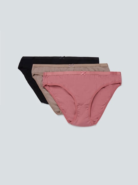 Wunderlove by Westside Taupe Bikini Briefs Set Of Three Price in India