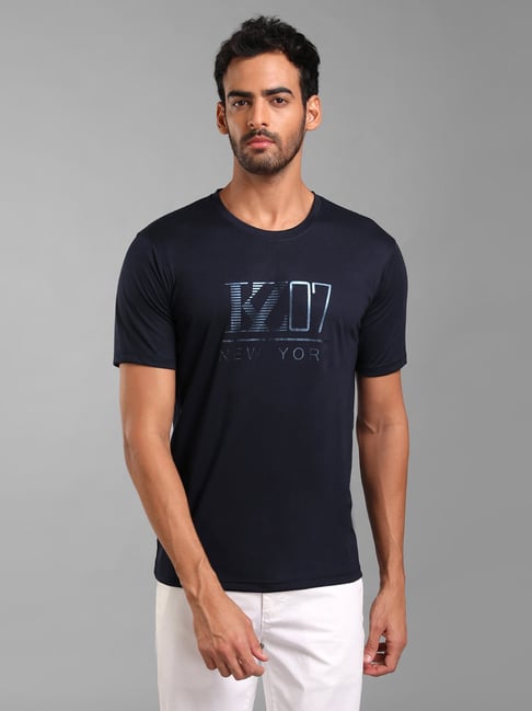 Buy KZ07 by Kazo Purple Regular Fit Printed Crew T-Shirt for Men's