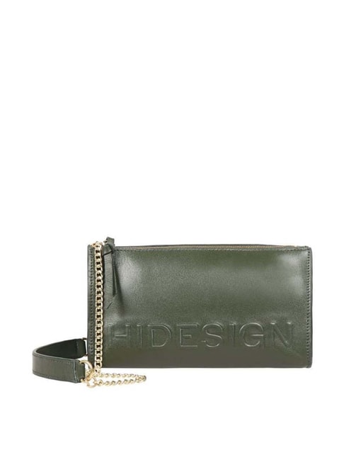 Hidesign Green Textured Medium Sling Handbag