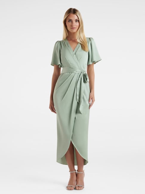 Forever New Sea Green Wrap Dress Price in India
