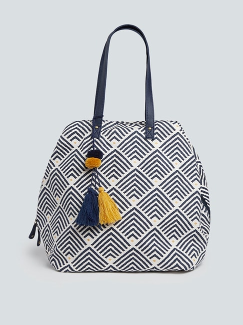 Westside Navy Geometric Print Simone Tote Bag Price in India