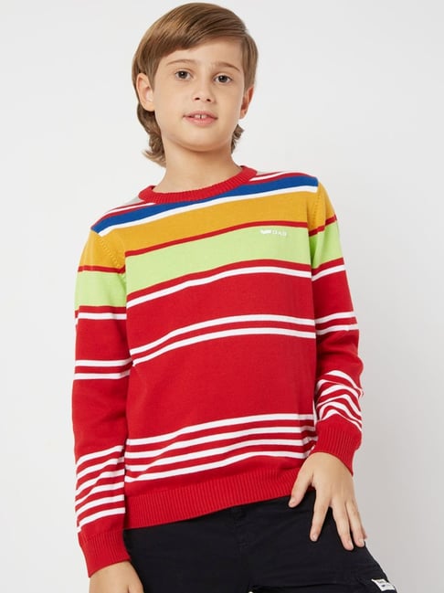 Buy GAS Kids Multi Cotton Striped Sweater for Boys Clothing Online