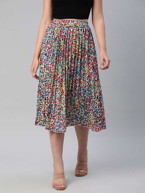 Anvi Be Yourself Multicolor Printed Pleated Skirt Price in India