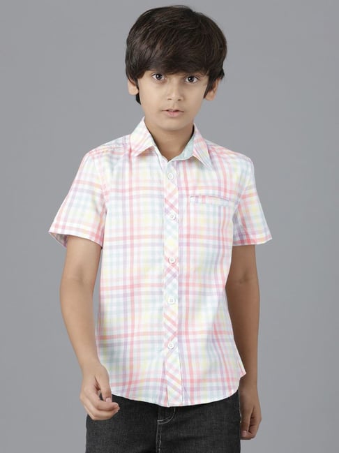 Under Fourteen Only Kids Multicolor Cotton Chequered Shirt-picture-43