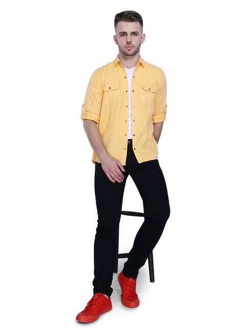 Buy Kuons Avenue Yellow Slim Fit Shirt for Men Online @ Tata CLiQ