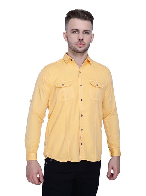Buy Kuons Avenue Yellow Slim Fit Shirt for Men Online @ Tata CLiQ