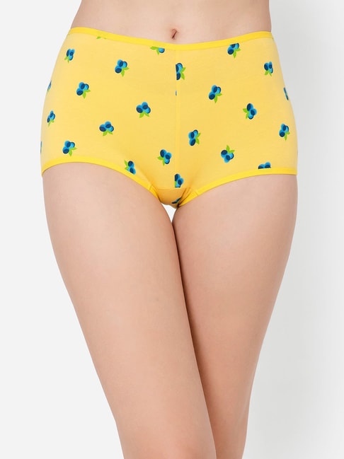 Buy Clovia Yellow Cotton Printed Boyshorts Panty for Women Online @ Tata  CLiQ