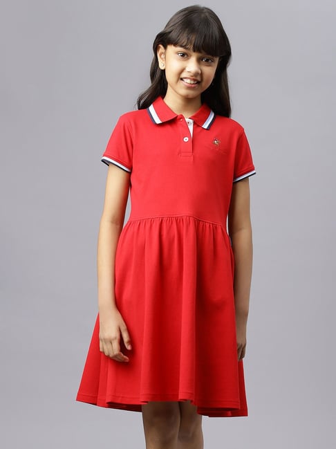 Buy Beverly Hills Polo Club Kids Red Solid Polo Dress for Girls