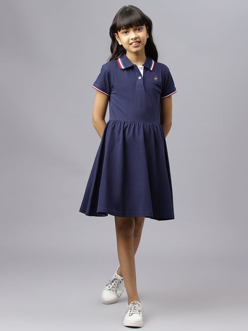 Beverly Hills Polo Club Kids Navy Solid Polo Dress