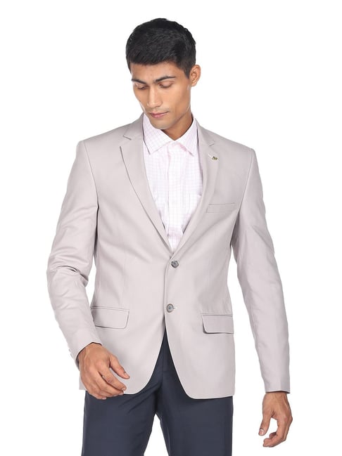 Buy AD by Arvind Grey Regular Fit Notch Lapel Blazer for Men's