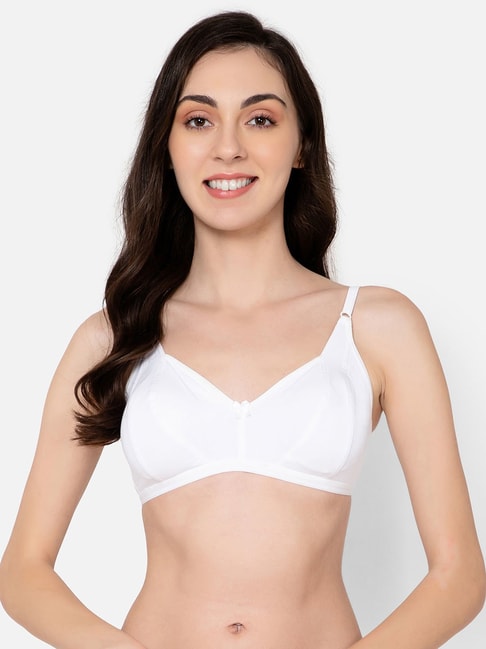 Buy Clovia Women White Polka Cotton Single Non Padded Wirefree Full  Coverage Bra Online at Best Prices in India - JioMart.