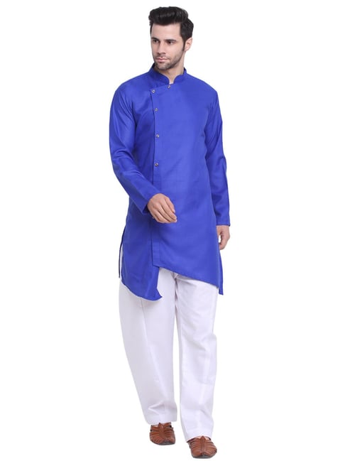 White and blue kurta pajama hot sale