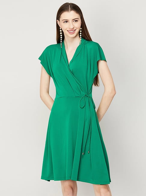 Code by Lifestyle Green A-Line Dress Price in India