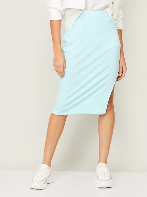 Ginger by Lifestyle Blue A-Line Skirt Price in India