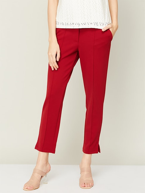 Buy Red Trousers & Pants for Women by Zink London Online | Ajio.com