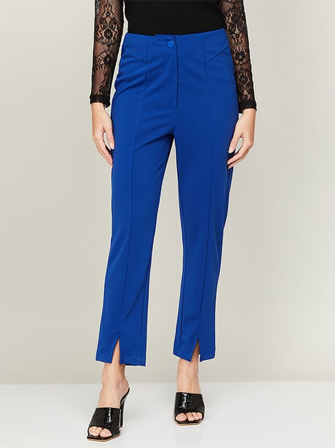 Buy AND Blue Straight Fit Pants for Women Online @ Tata CLiQ
