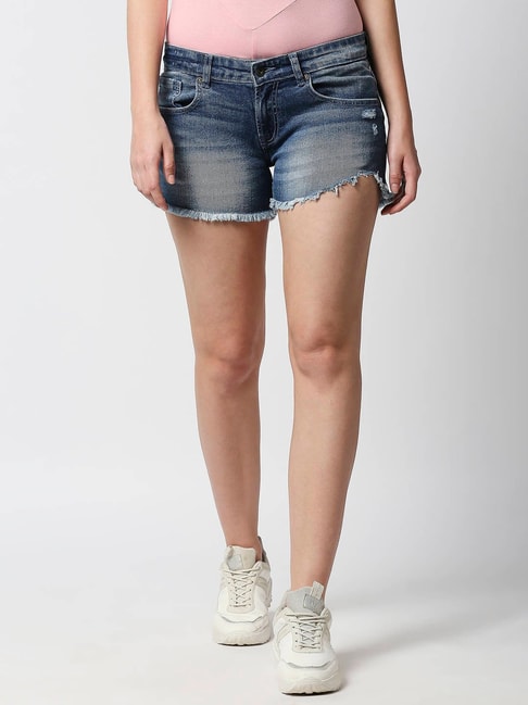 Buy Blue Denim Shorts Pants for Women Online – Metal Hawk