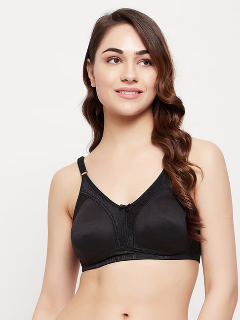 Buy Clovia Cotton Printed Non-padded Full Cup Wire Free Full Figure Bra -  Black Online