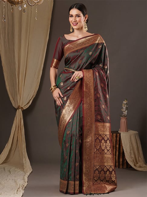 Bridal, Wedding Beige and Brown color Brasso fabric Saree : 1896853