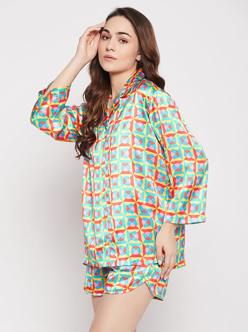 Buy Clovia Multicolor Printed Shirt & Shorts With Bra for Women's Online @  Tata CLiQ
