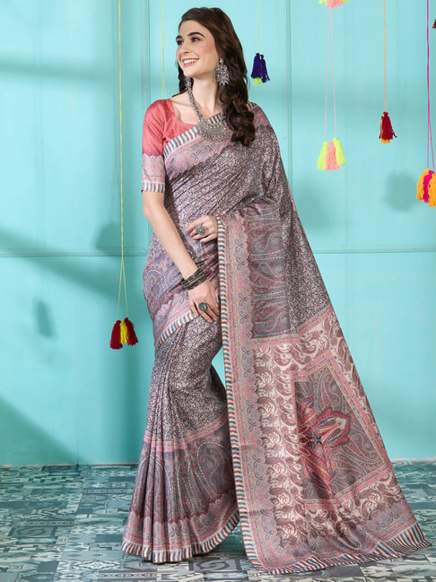 Saree Mall Multicolored Printed Saree With Unstitched Blouse Price in India