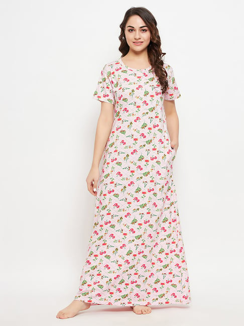 Buy Clovia Pink Printed Nighty for Women's Online @ Tata CLiQ