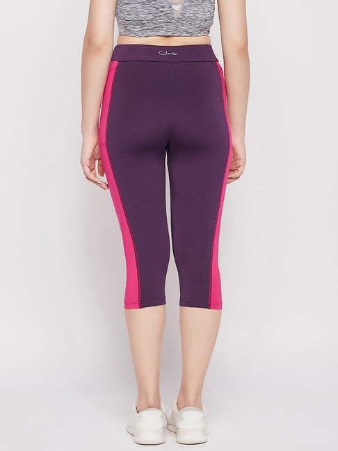 Clovia Purple Slim Fit Mid Rise Capris