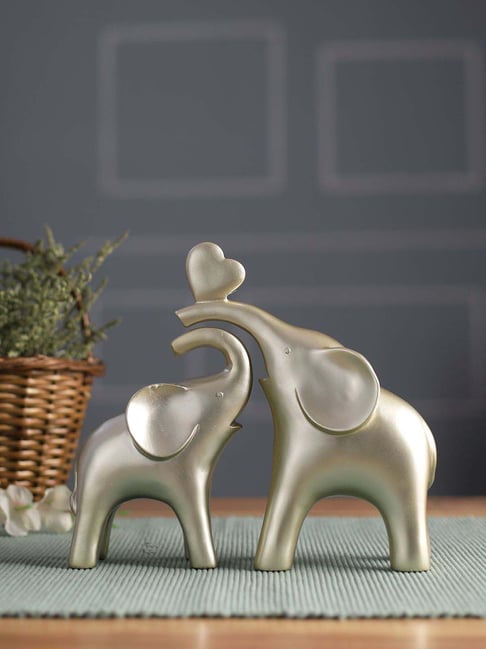 Tayhaa Silver Resin Elephant Showpiece - Set of 2-picture-45