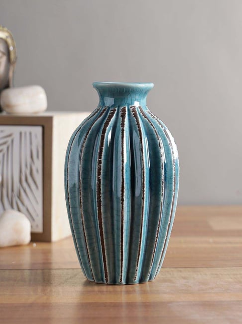 Buy Tayhaa Teal Blue Ceramic Flower Vase at Best Price @ Tata CLiQ