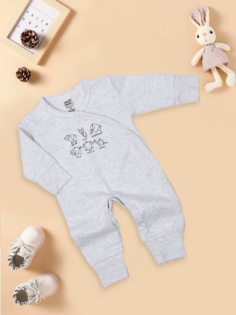 Mee Mee Kids Grey Printed Full Sleeves Romper