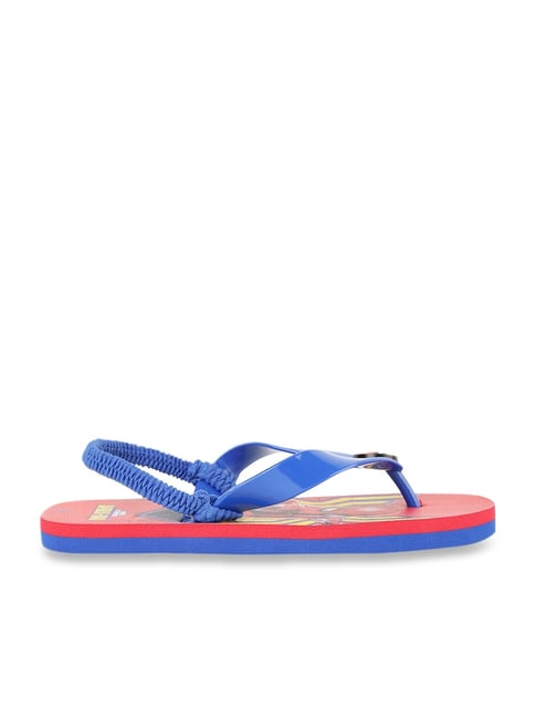 Fame Forever by Lifestyle Kids Spiderman Face Blue & Red Flip Flops