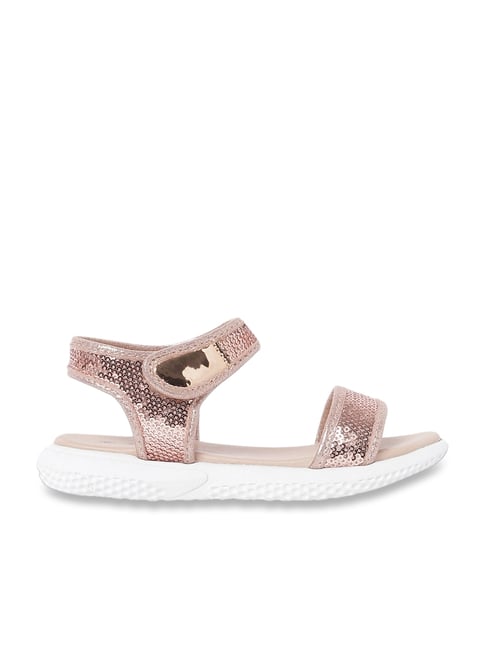 Fame Forever by Lifestyle Kids Sequin Golden & White Ankle Strap Sandals