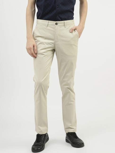 United Colors of Benetton Beige Cotton Slim Fit Trousers