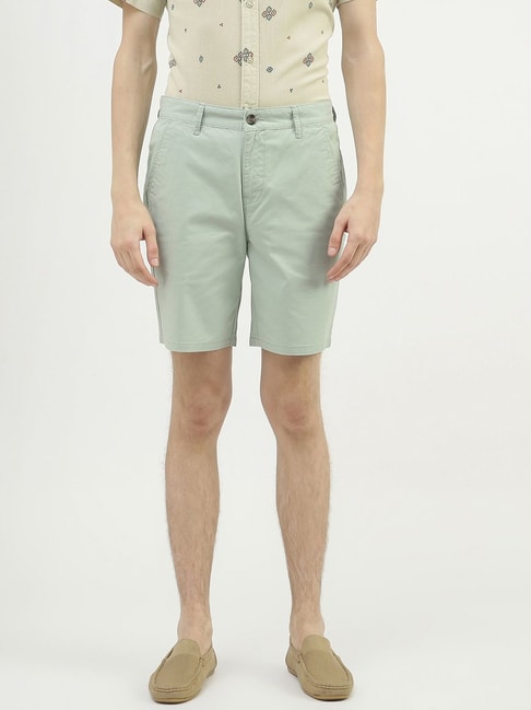 United Colors of Benetton Green Cotton Slim Fit Shorts