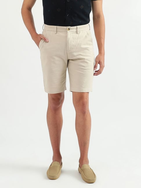 United Colors of Benetton Beige Cotton Slim Fit Shorts